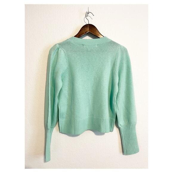 Hill House Sylvie Cropped Knit Merino Wool Sweater Puff Sleeve Mint Green XS - Picture 5 of 7